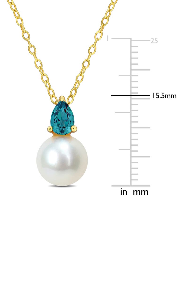 DELMAR Lab Created Alexandrite & Freshwater Pearl Pendant Necklace, Alternate, color, Green