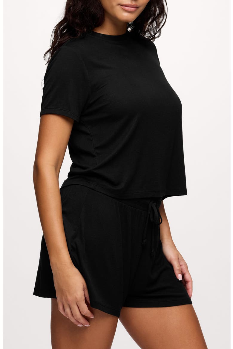 Rib Pajama Short Set, Alternate, color, BLACK
