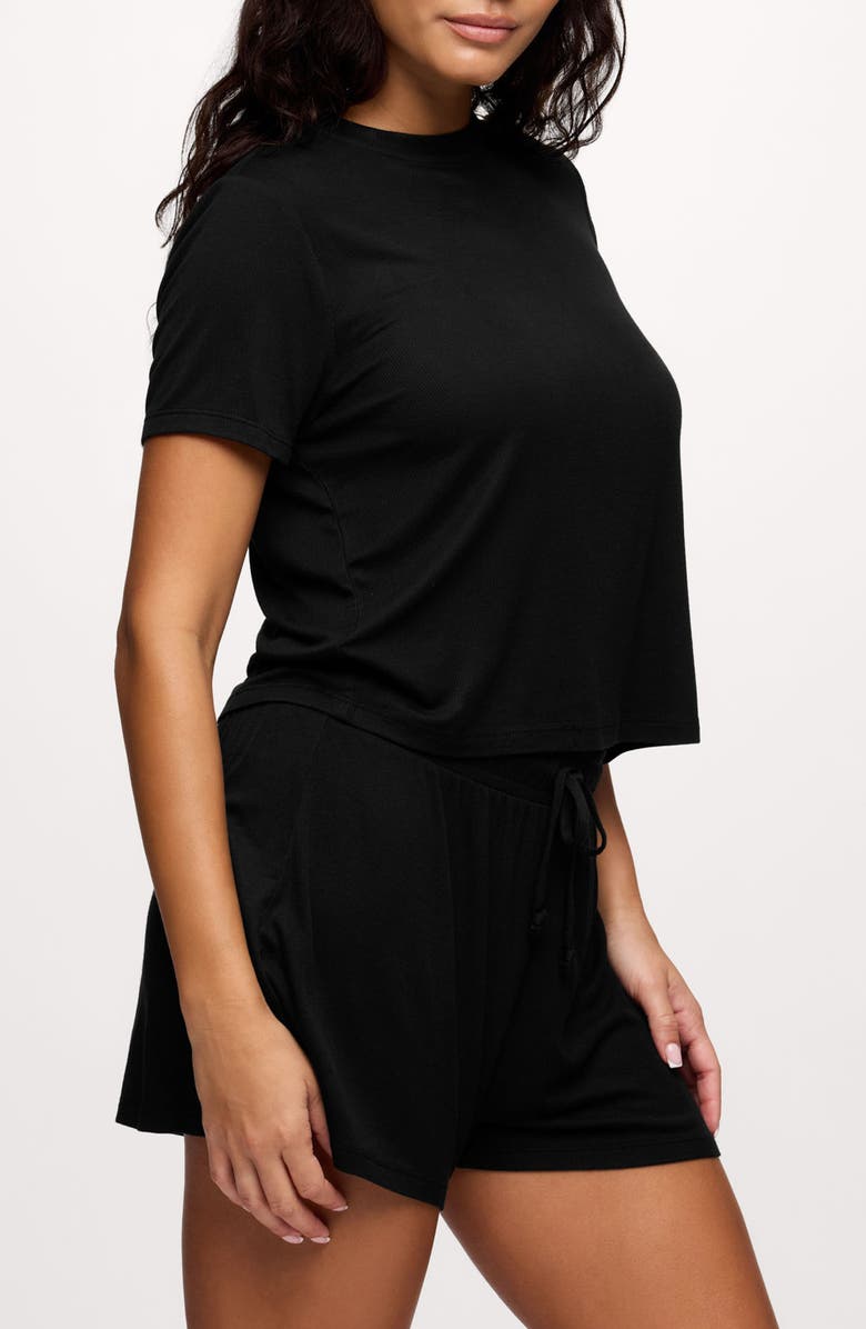 nuuds Rib Pajama Short Set, Alternate, color, Black