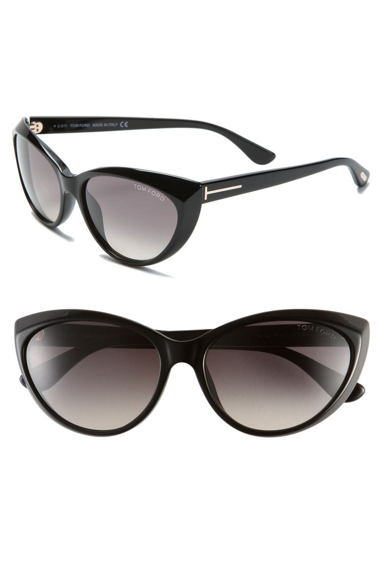 'Martina' 59mm Retro Sunglasses, Main, color, SHINY BLACK / GRADIENT SMOKE