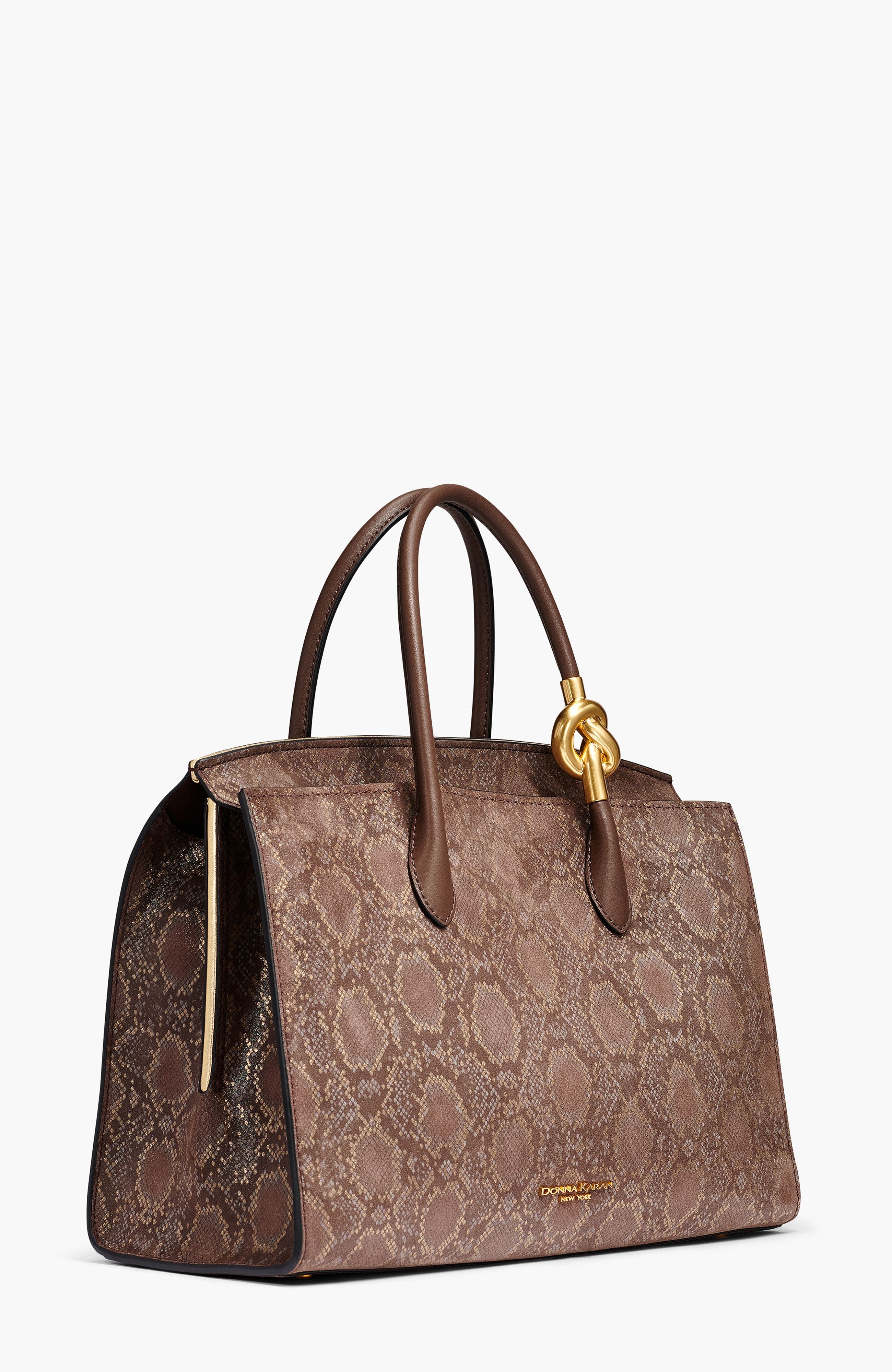 Donna Karan New York Loden Python Suede Satchel, Alternate, color, Brown Multi