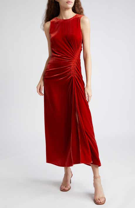 Ulla Johnson Cornelia Side Ruched Velvet Gown