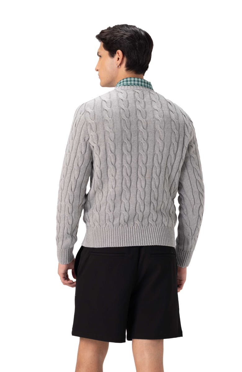 Members Only Men's Crew Neck Cable Sweater, Alternate, color, Grey