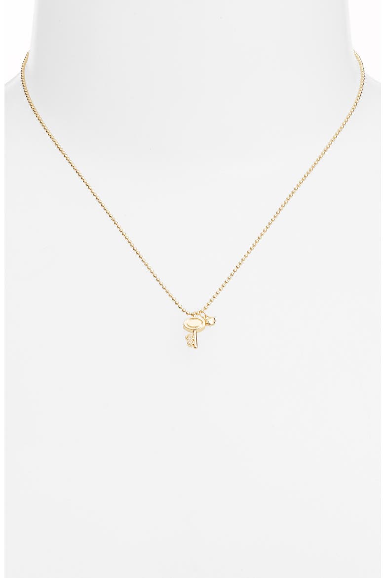 Demi Fine Heart & Key Pendant Necklace, Alternate, color, CLEAR- GOLD