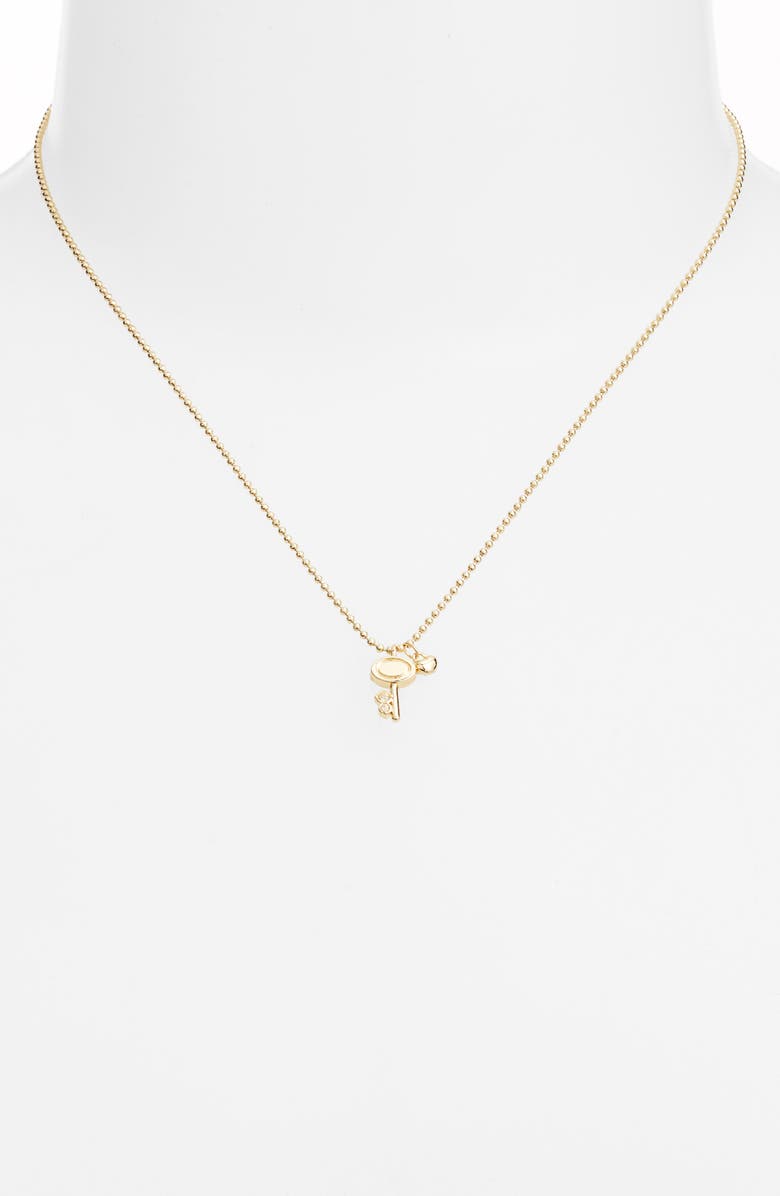 Chelsea28 Demi Fine Heart & Key Pendant Necklace, Alternate, color, Clear- Gold