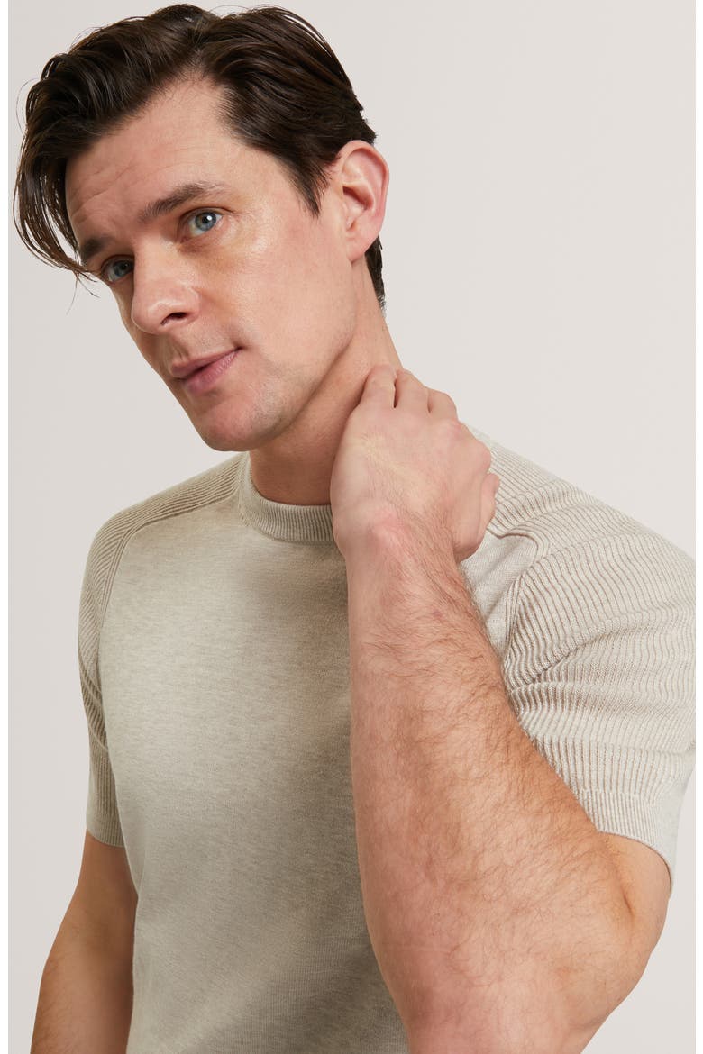 Torrent Short Sleeve Cotton & Wool Sweater, Alternate, color, TAUPE