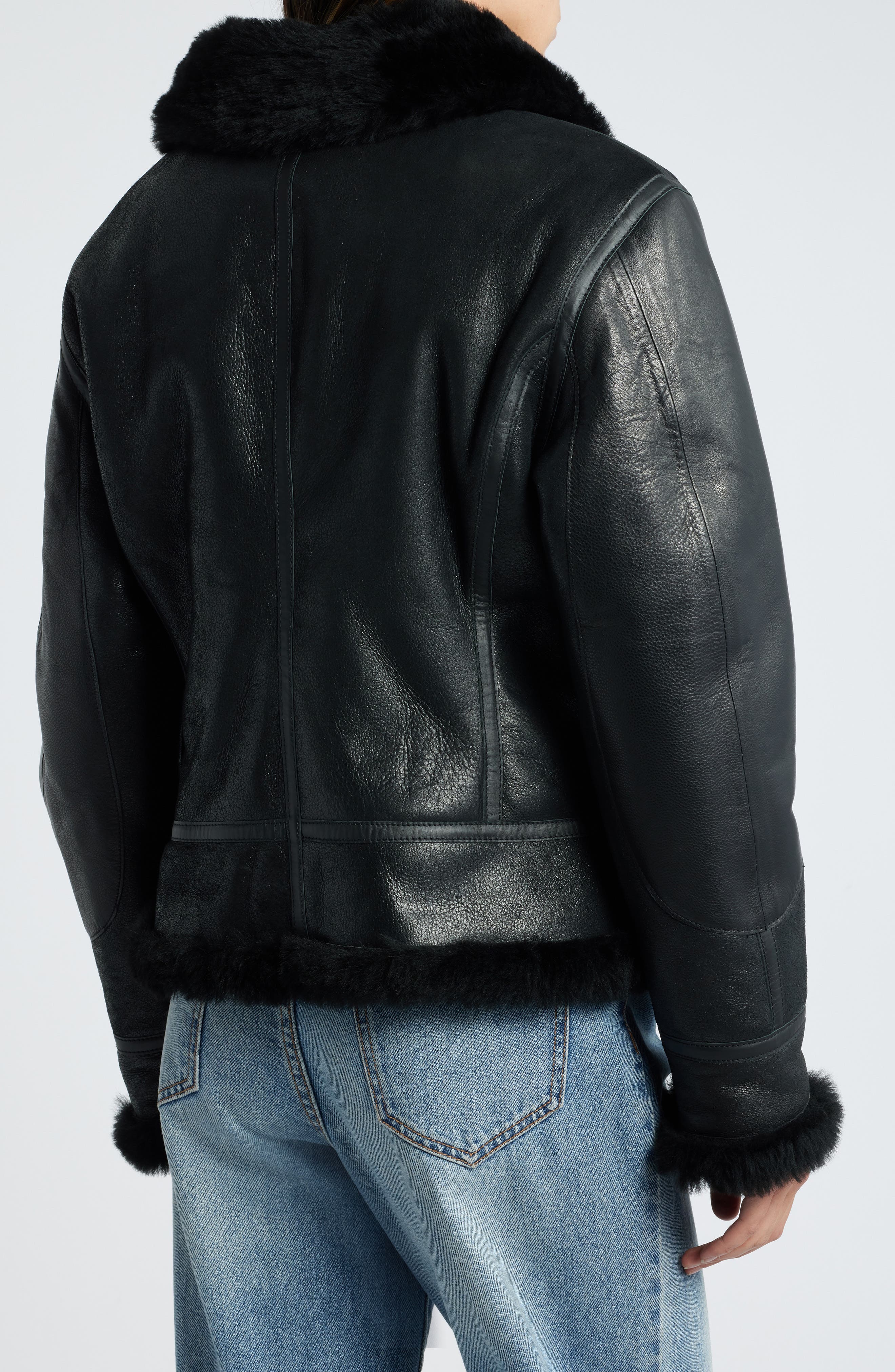 B-3 Genuine Shearling Lined Leather Bomber Jacket - image 2