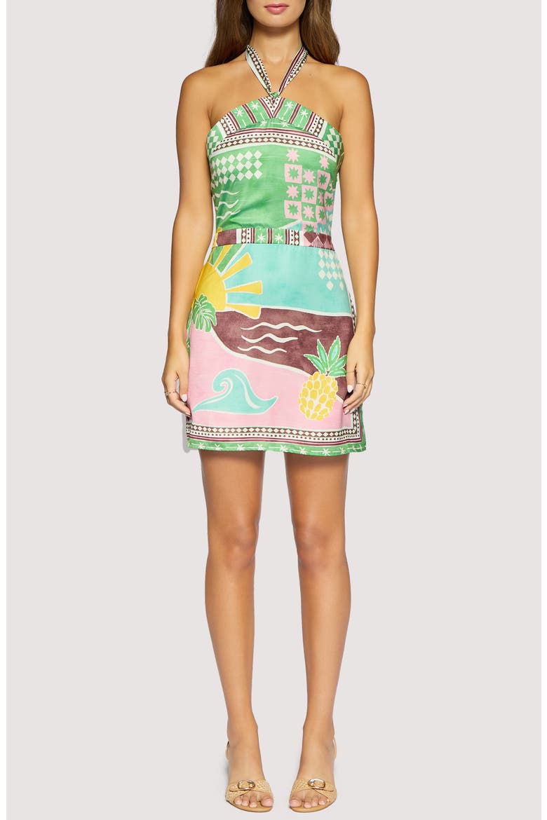 Isla Spell Halter Minidress, Main, color, GREEN-MULTI