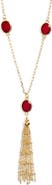 Panacea Glass Stone Tassel Pendant Necklace