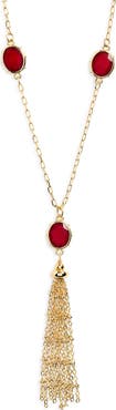 Panacea Glass Stone Tassel Pendant Necklace