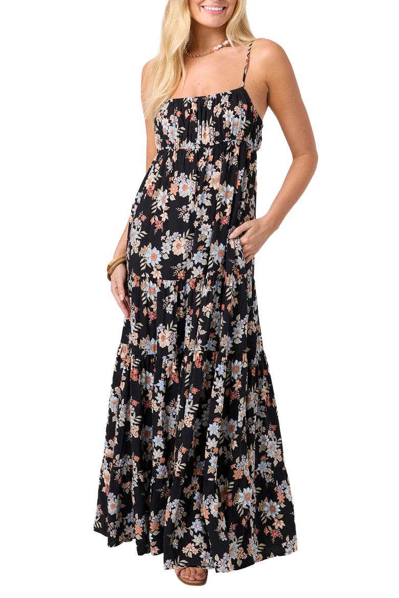 Lillie Floral Maxi Dress, Main, color, BLACK