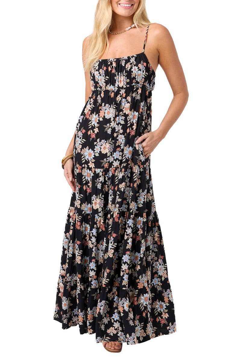O'Neill Lillie Floral Maxi Dress, Main, color, Black