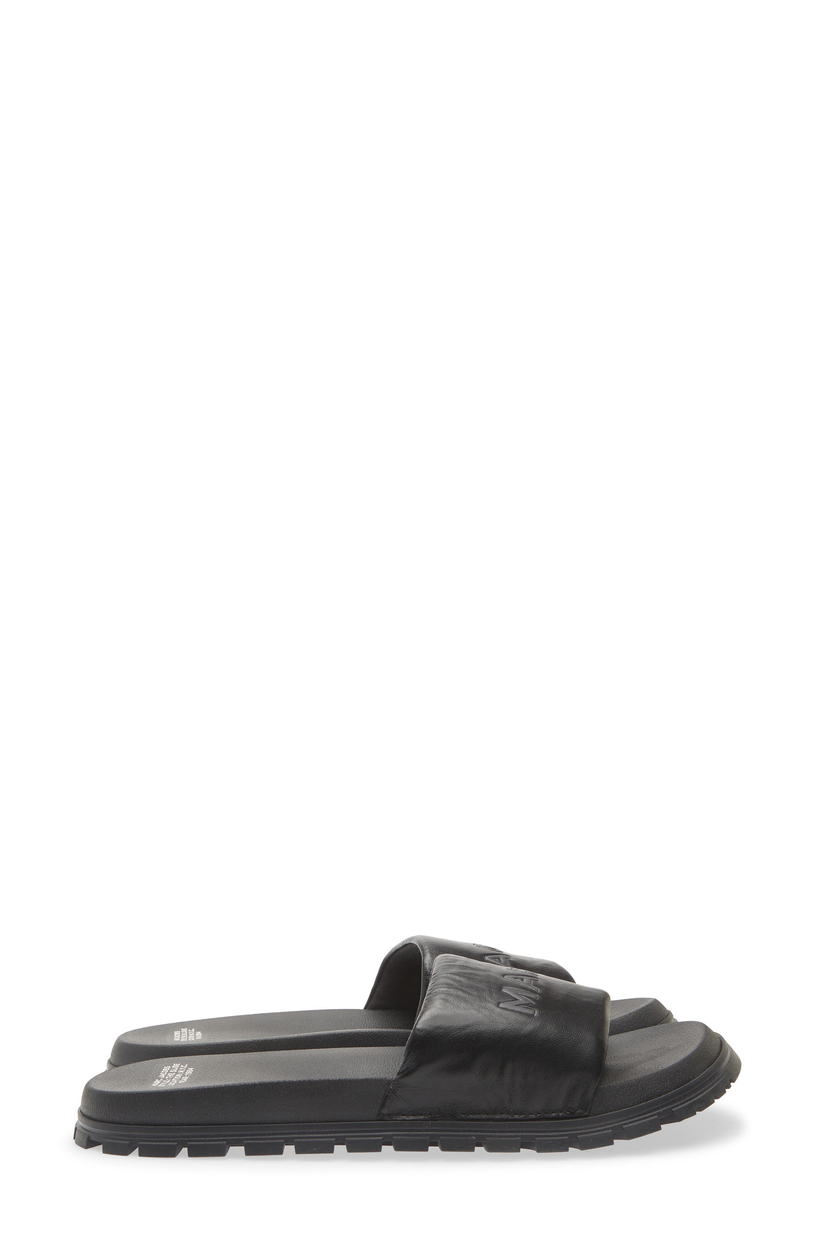 The Leather Slide Sandal, Alternate, color, BLACK