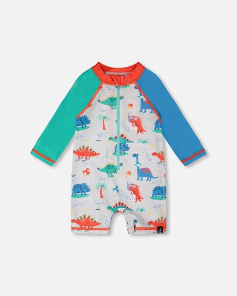 One-Piece Long Sleeve Dinosaur Print Rashguard (Baby)