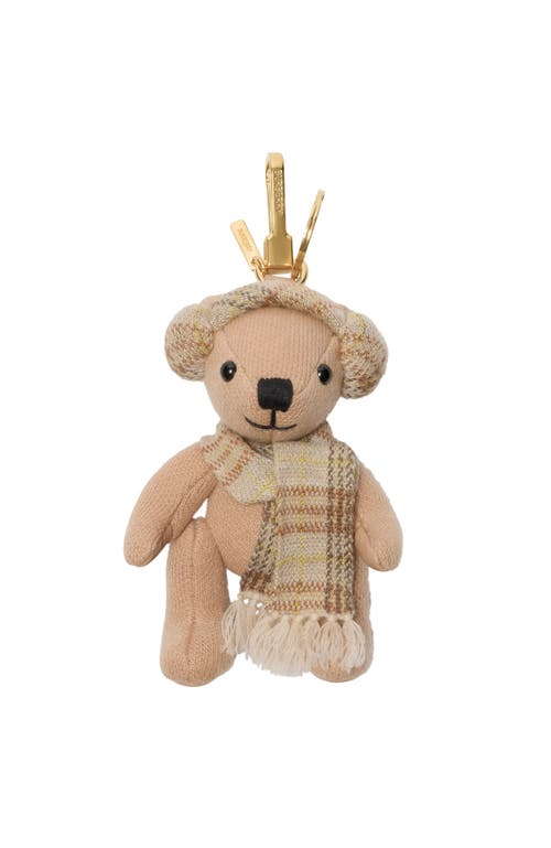Burberry Thomas Bear Checked-scarf Bag Charm In Brown