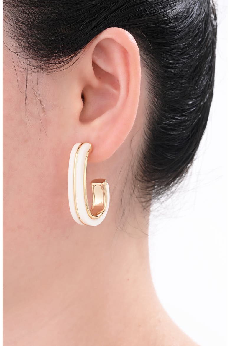 Bianca Enamel Hoop Earrings, Alternate, color, WHITE