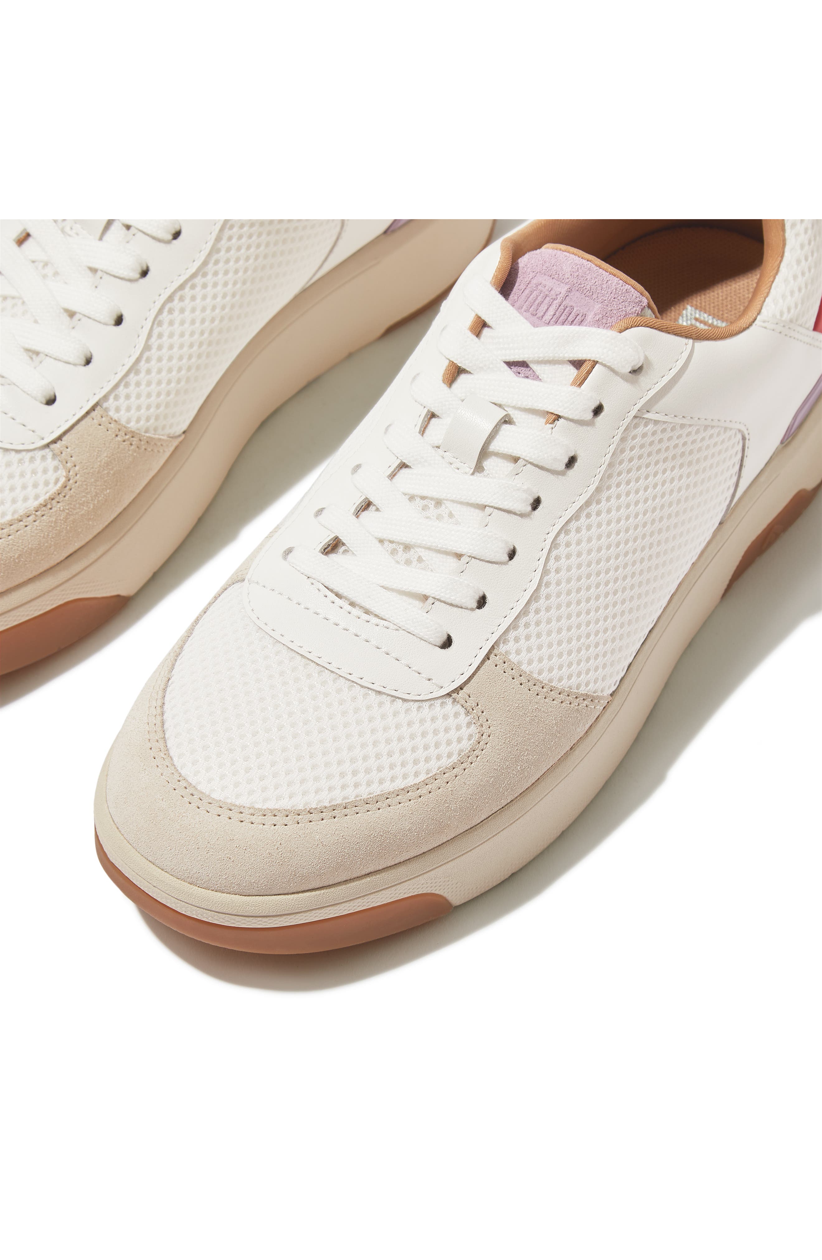 Rally Evo Leather Sneaker, Alternate, color, WHITE/ WILD LILAC/ ROSY CORAL