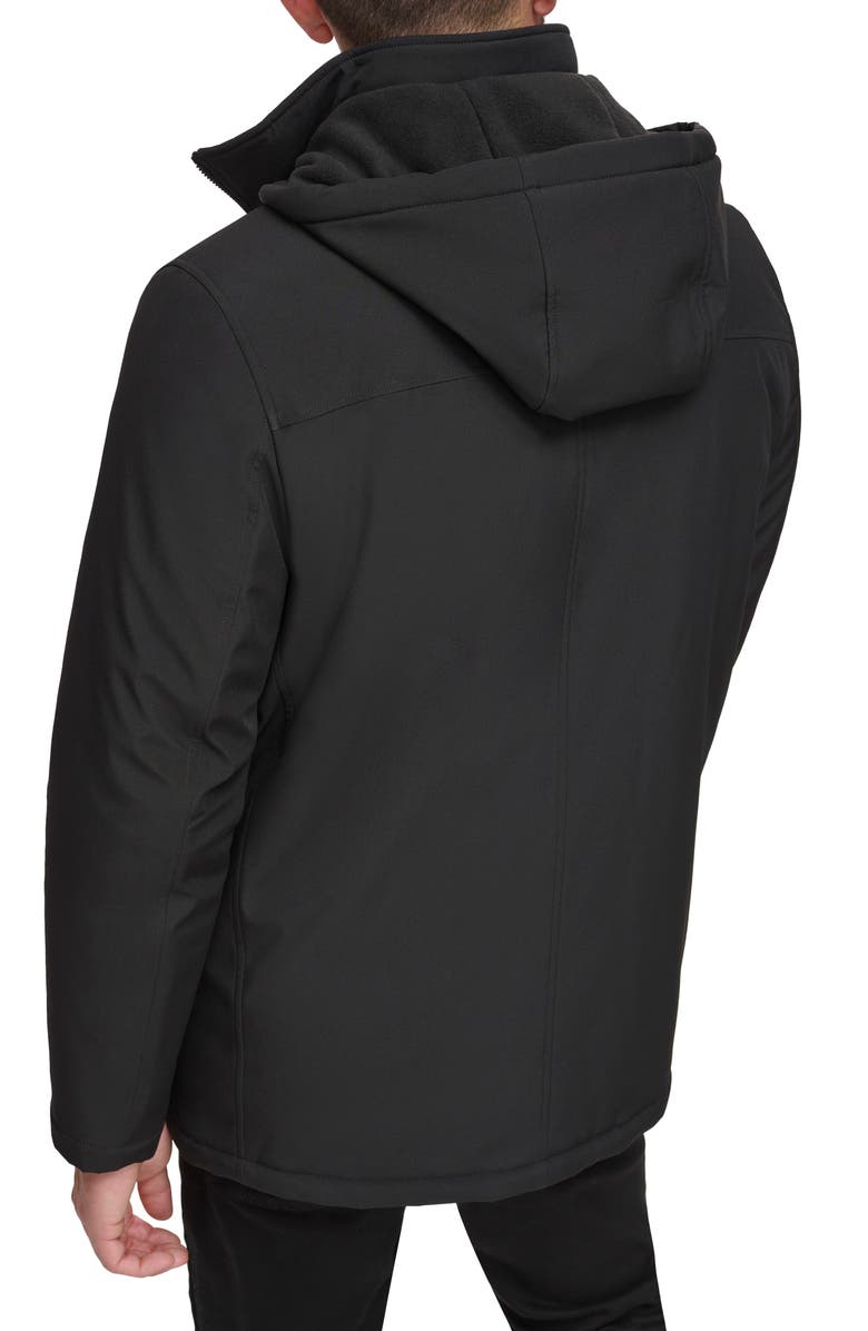 Calvin Klein Hooded Bib Jacket, Alternate, color, Black