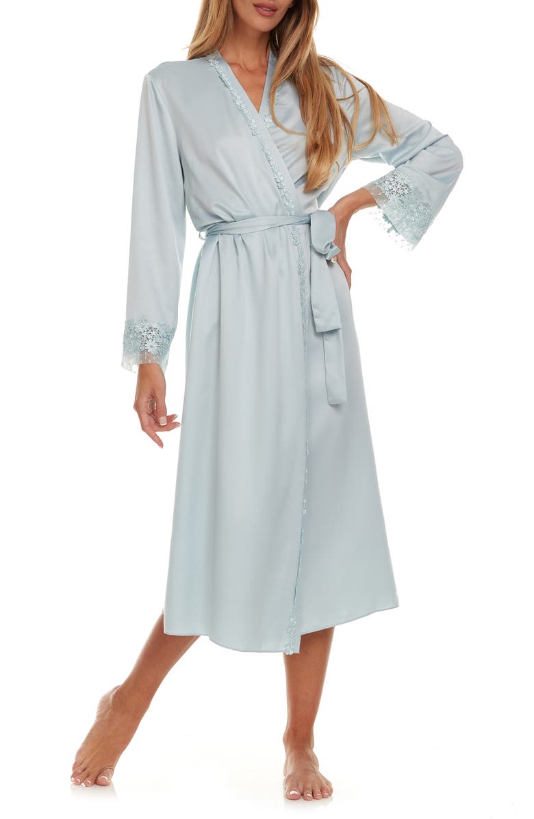 Flora Nikrooz Showstopper Long Robe, Alternate, color, Ice Flow