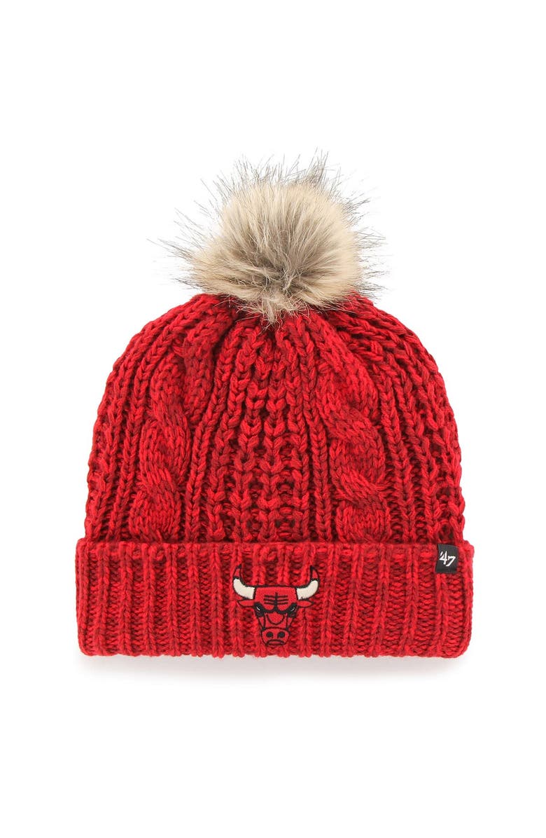 '47 Women's '47 Red Chicago Bulls Meeko Cuffed Knit Hat with Pom, Main, color, Red