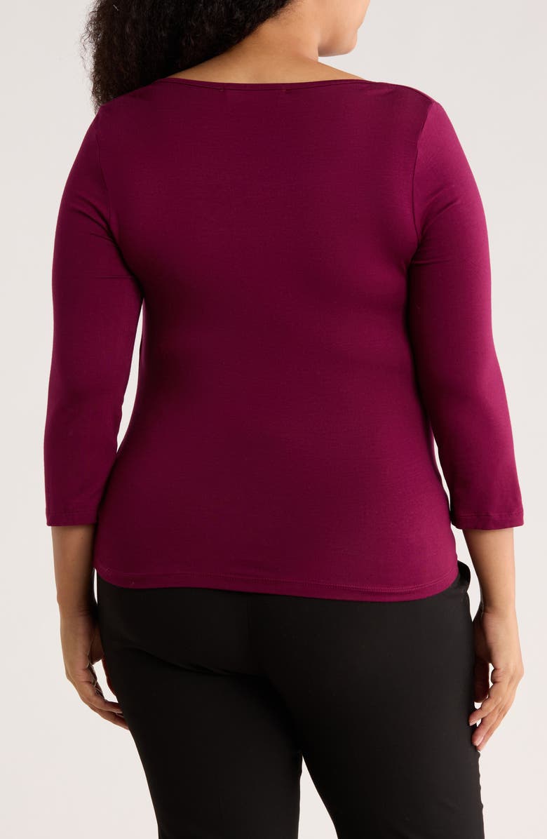 Renee C Side Ruched 3/4 Sleeve Top, Alternate, color, Burgundy