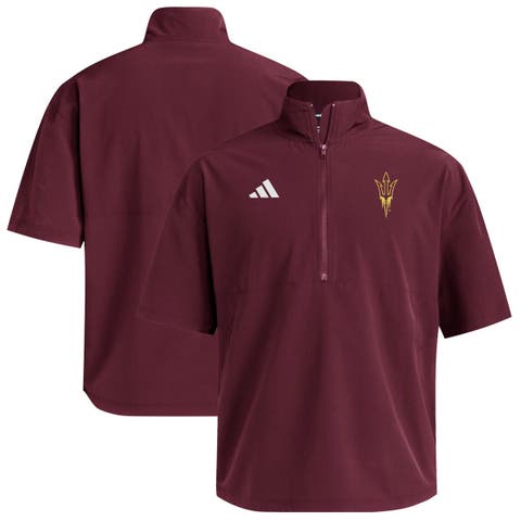 Men's adidas  Maroon Arizona State Sun Devils Woven Quarter-Zip Short Sleeve Pullover