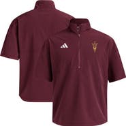 adidas Men's adidas Maroon Arizona State Sun Devils Woven Quarter-Zip Short Sleeve Pullover