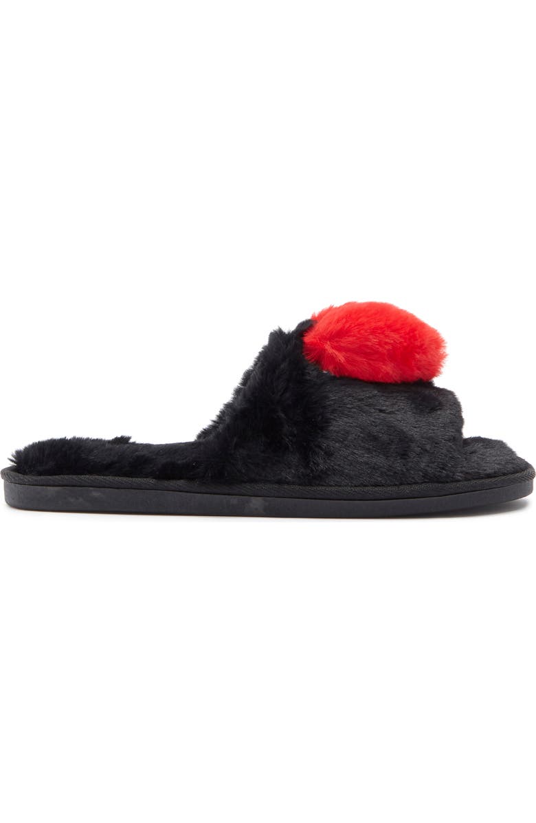 PJ Salvage Faux Fur Slipper, Alternate, color, Black