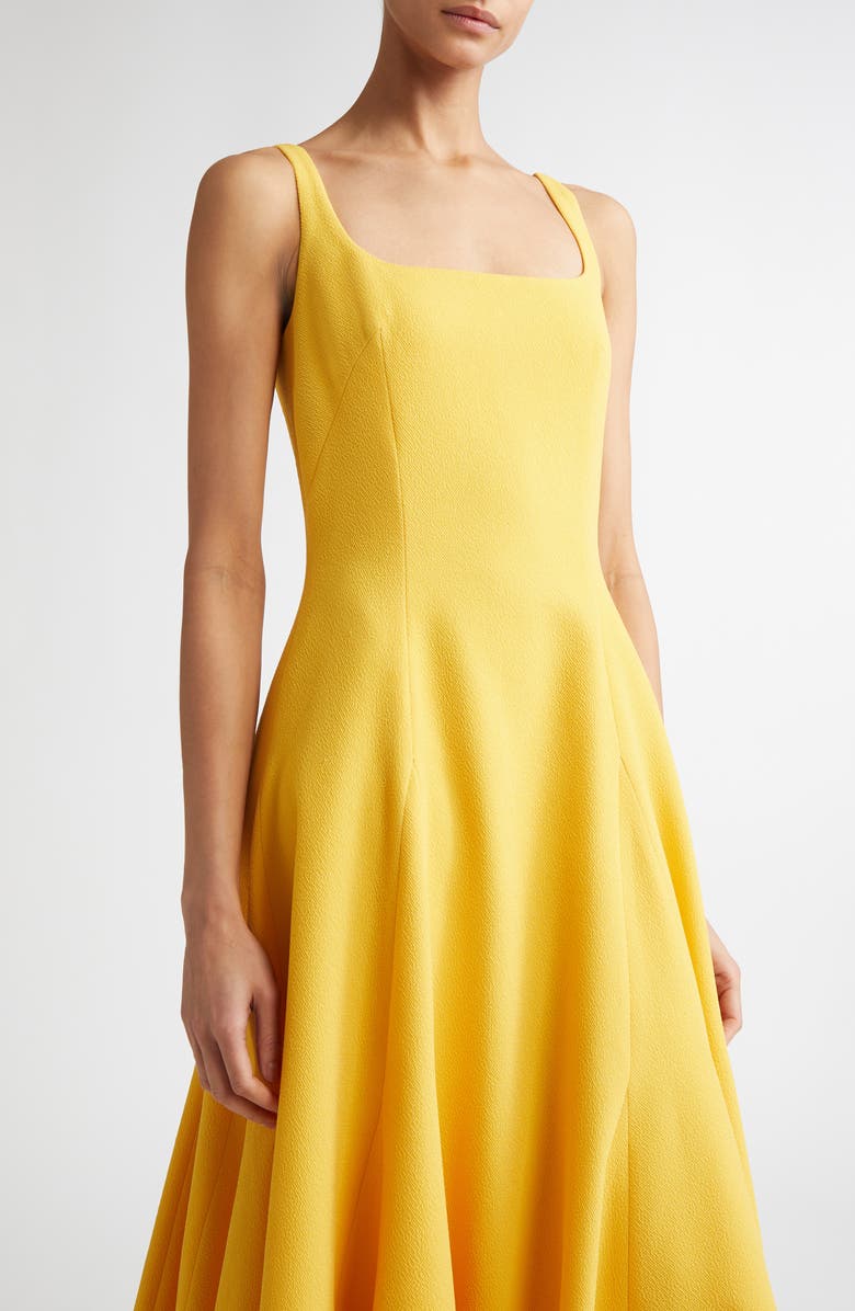 Emilia Wickstead Neith Square Neck Sleeveless Fit & Flare Dress, Alternate, color, Custard