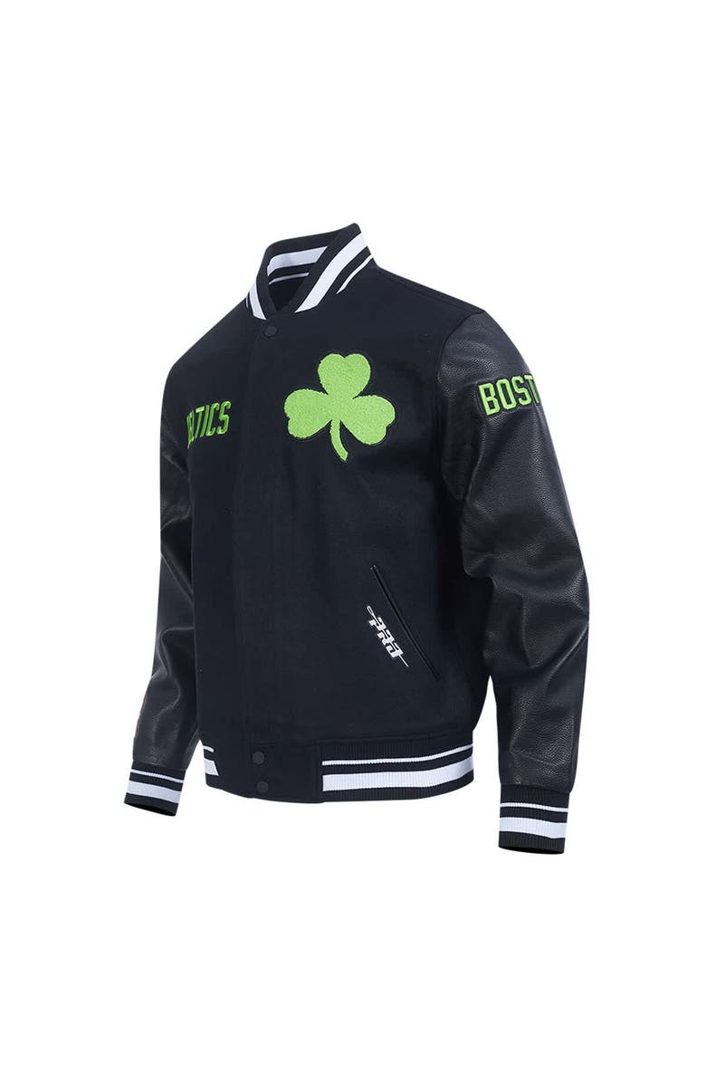 PRO STANDARD Men's Pro Standard Black Boston Celtics 2024/25 City Edition Wool Varsity Full-Zip Jacket, Alternate, color,