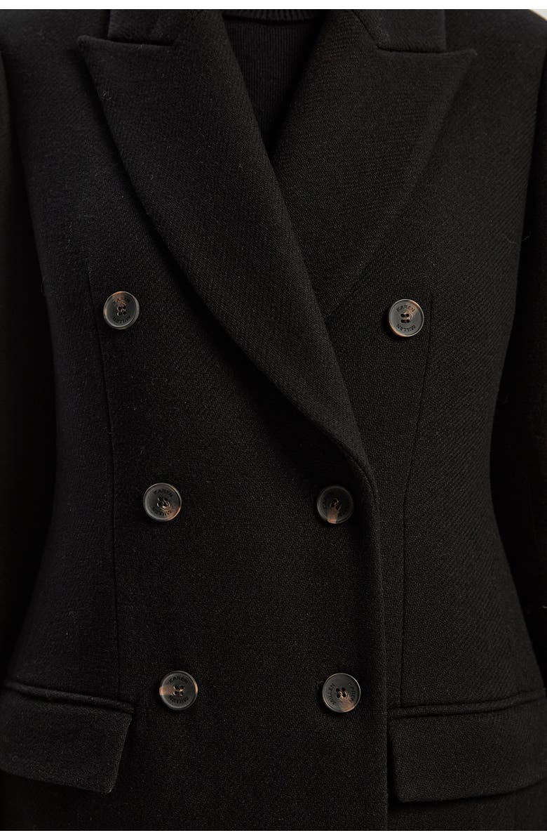 Karen Millen Petite Double Breasted Midi Coat, Alternate, color, Black