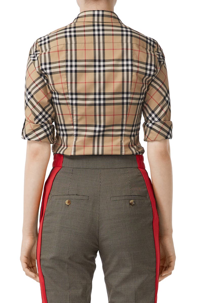 Burberry Luka Vintage Check Stretch Cotton Twill Shirt, Alternate, color,
