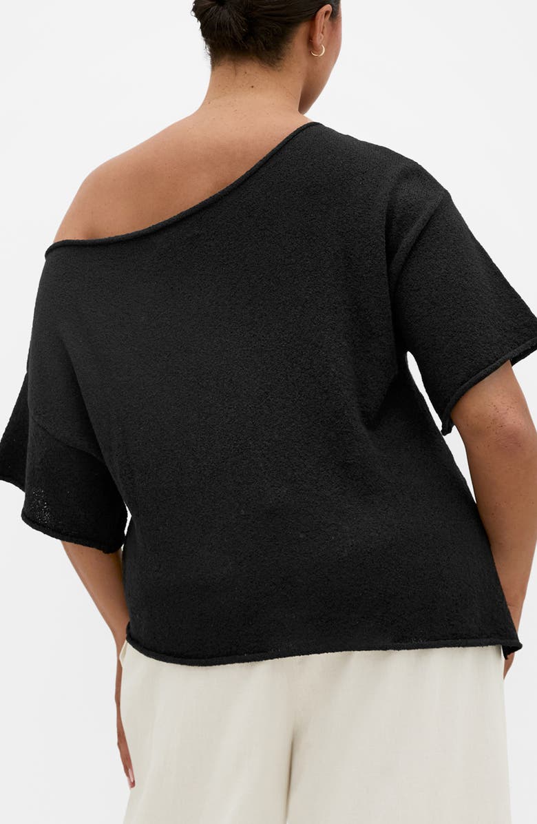 City Chic One-Shoulder Top, Alternate, color, Black