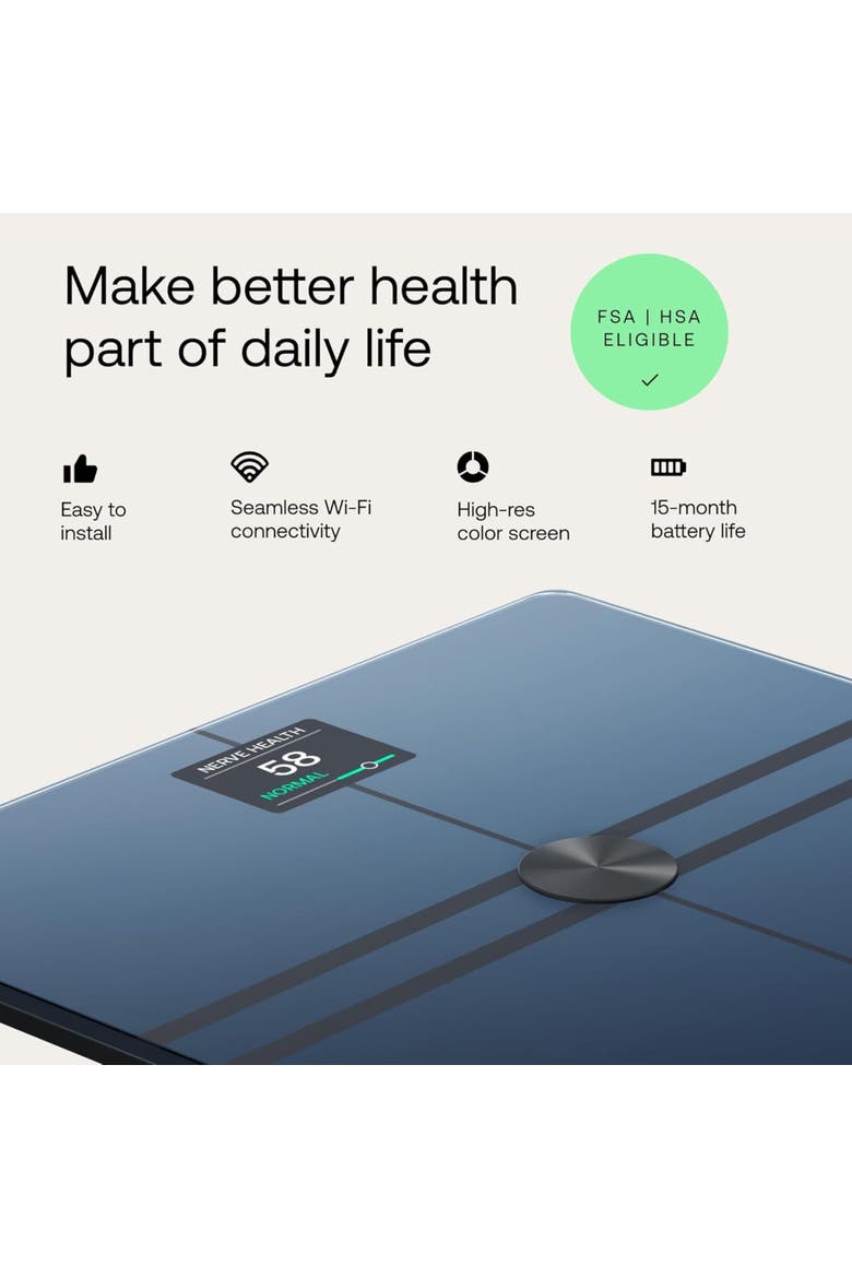 Body Comp - Scale for Body Weight and Complete Body Analysis, Wi-Fi & Bluetooth, Baby Digital Scale, Accurate Visceral Fat, Heart Health, Scales Compatible with Apple, FSA/HSA, Alternate, color, Black