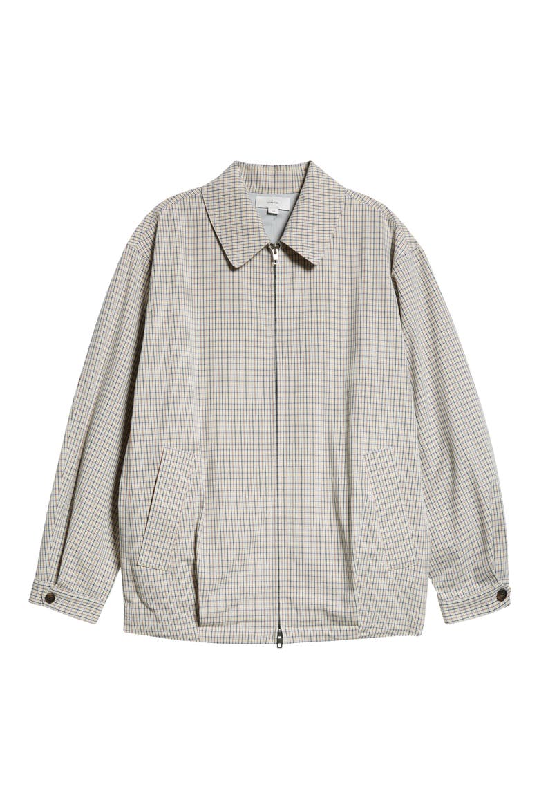 Gardeners Check Oversize Bomber Jacket, Alternate, color, STONE/TAN
