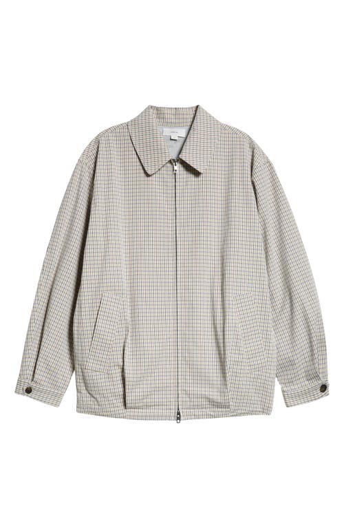 Vince Oversized Gardeners Check Bomber Jacket In Stone/tan