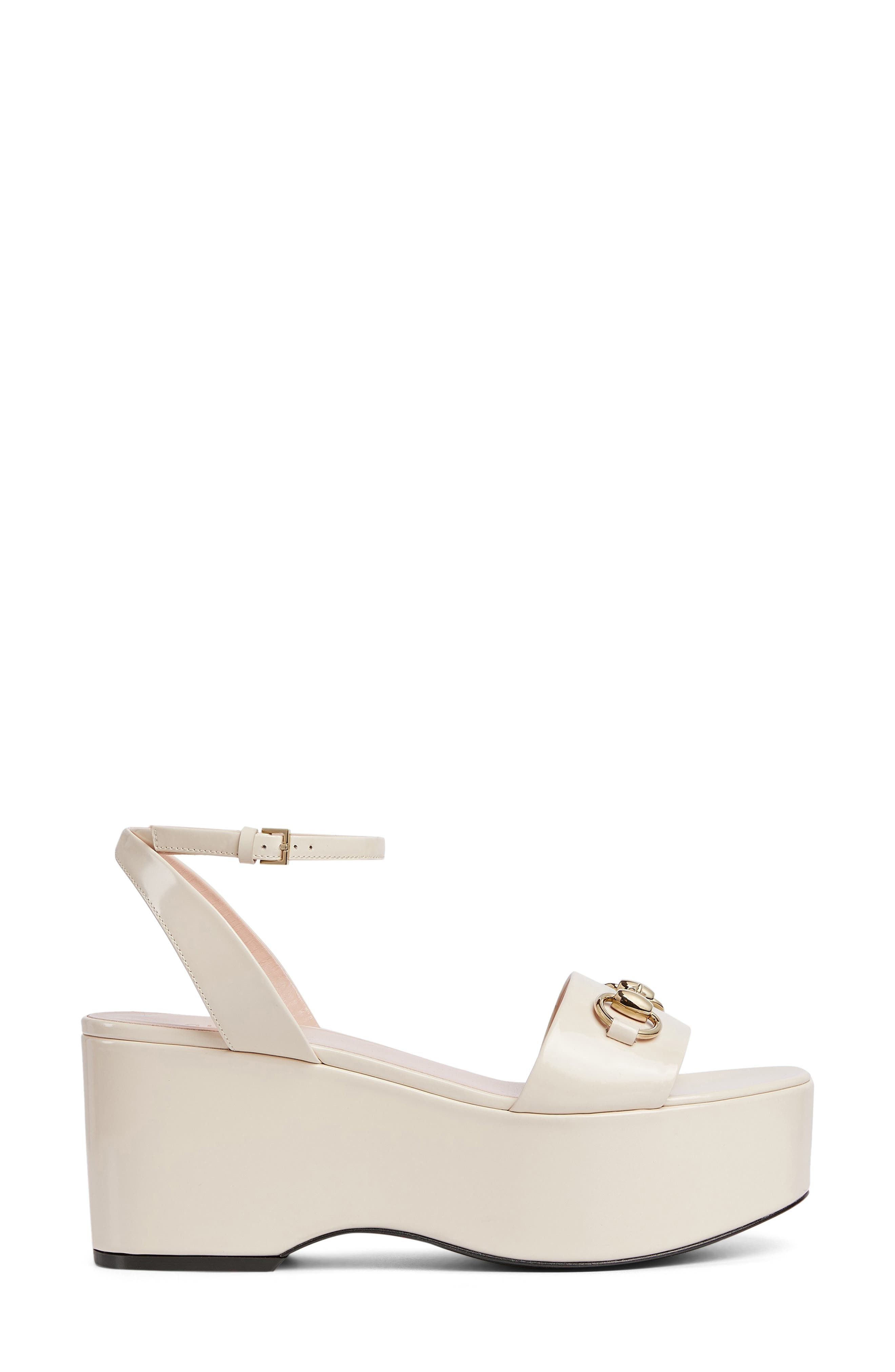 Gucci Lady Horsebit Platform Sandal, Alternate, color, New Ivoire