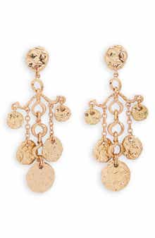 SAACHI Hammered Coin Chandelier Drop Earrings