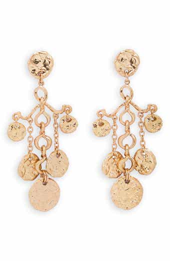 Hammered Coin Chandelier Drop Earrings