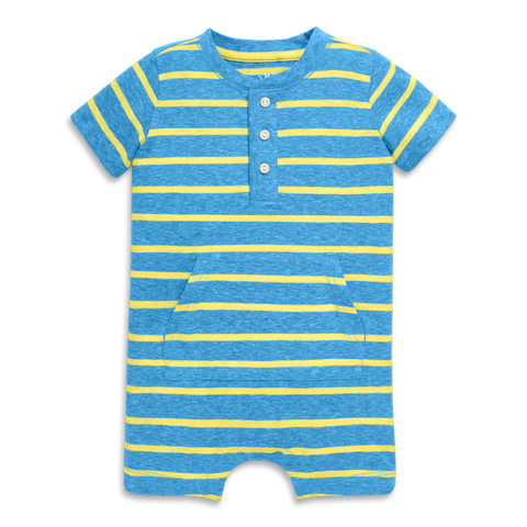 Baby Heathered Henley Shortie In Stripe