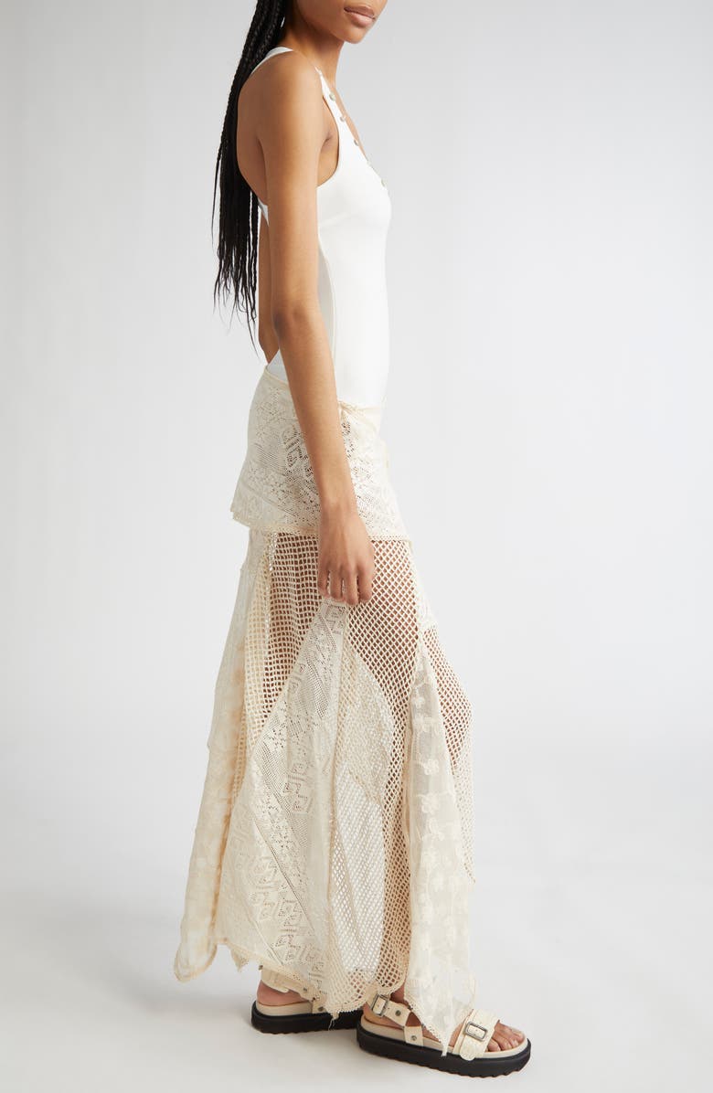 Siedrés Marcela Asymmetric Jersey & Lace Dress, Alternate, color, Ecru