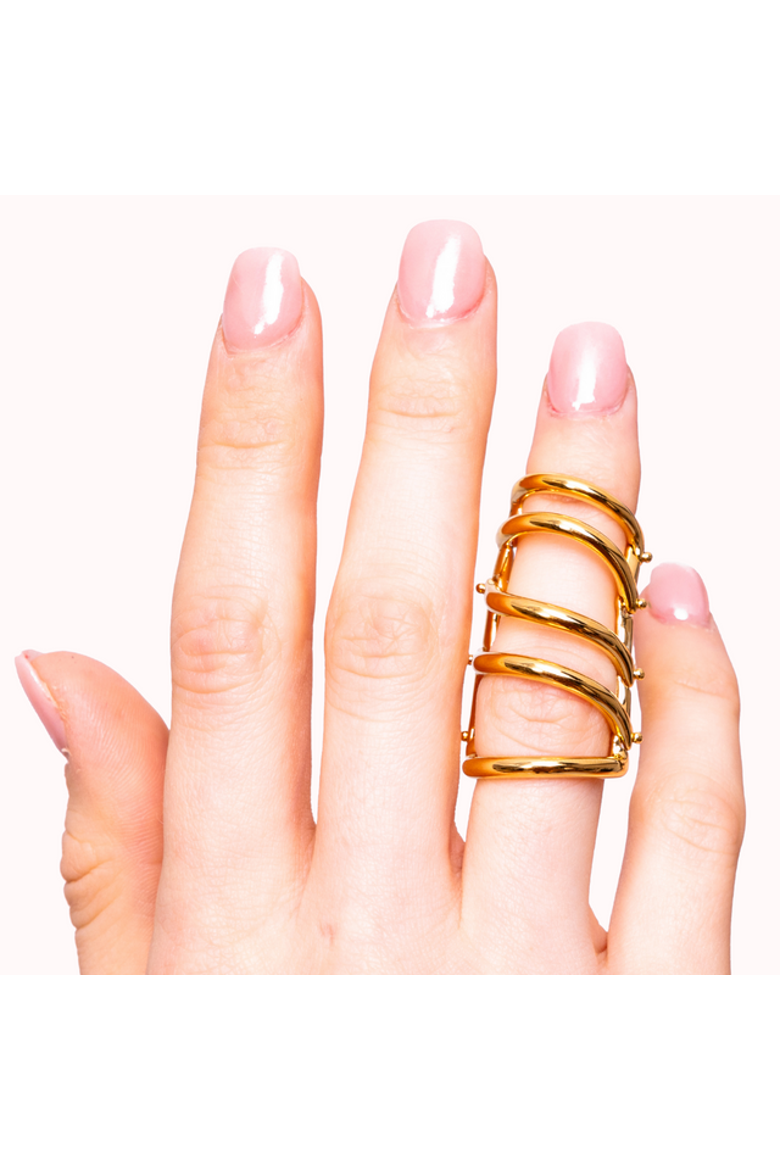 Drop Armour Ring With Double Hinge in Gold Vermeil, Alternate, color, Gold