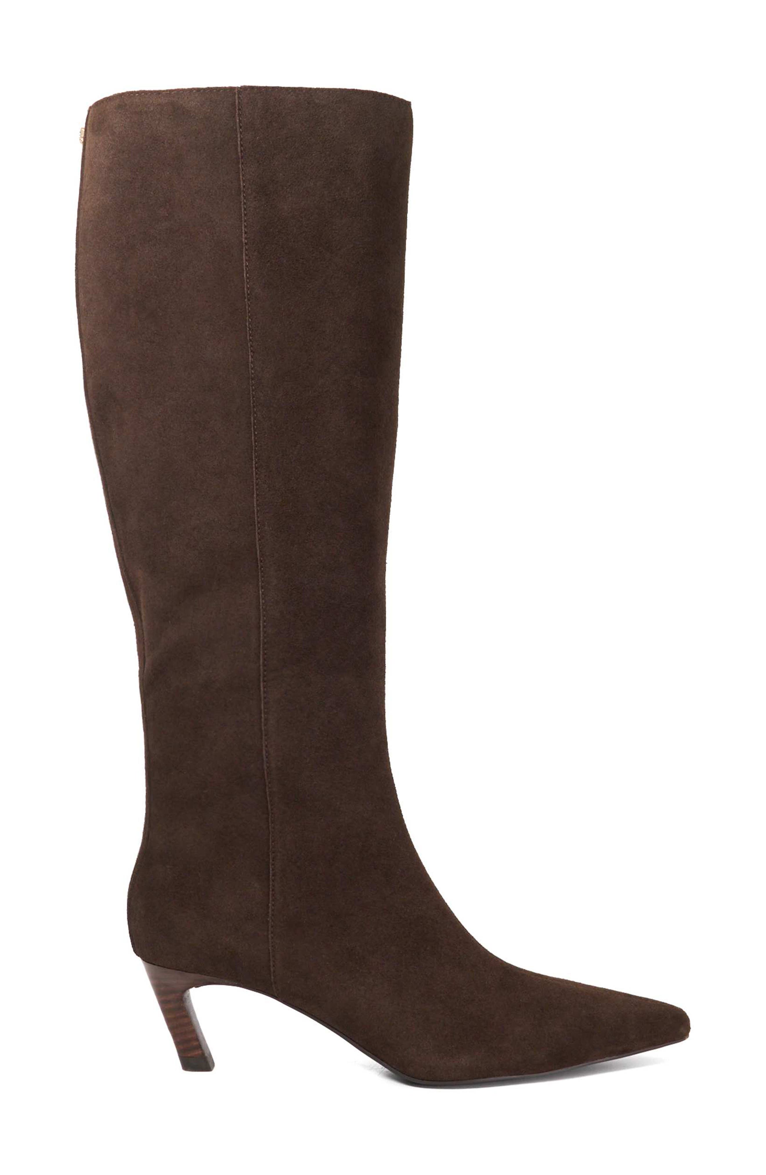 Dune London Siana Pointed Toe Knee High Boot, Alternate, color, Brown