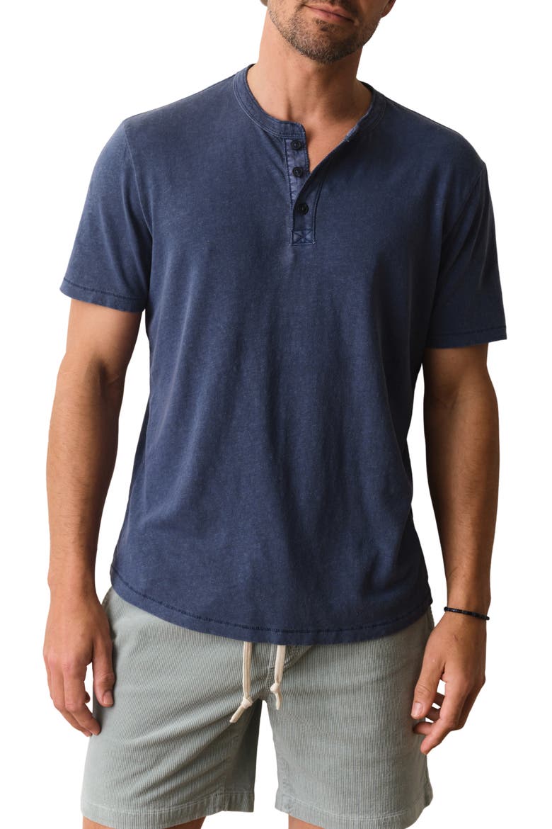 Short Sleeve Hemp & Cotton Henley, Main, color, VINTAGE INDIGO