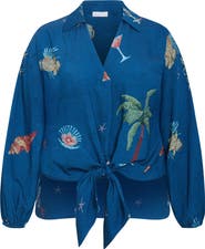 City Chic Tia Oversize Tie Front Top