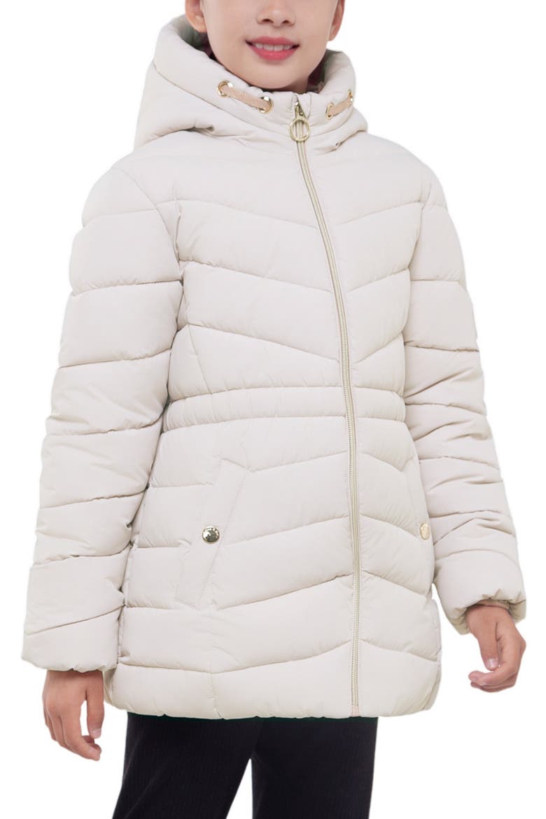 Kids' Shower Resistant Puffer Jacket, Main, color, Ivory
