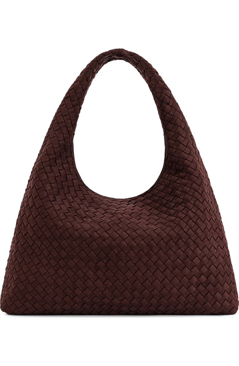 JW PEI Laura Woven Faux Suede Shoulder Bag, Main, color, Dark Brown