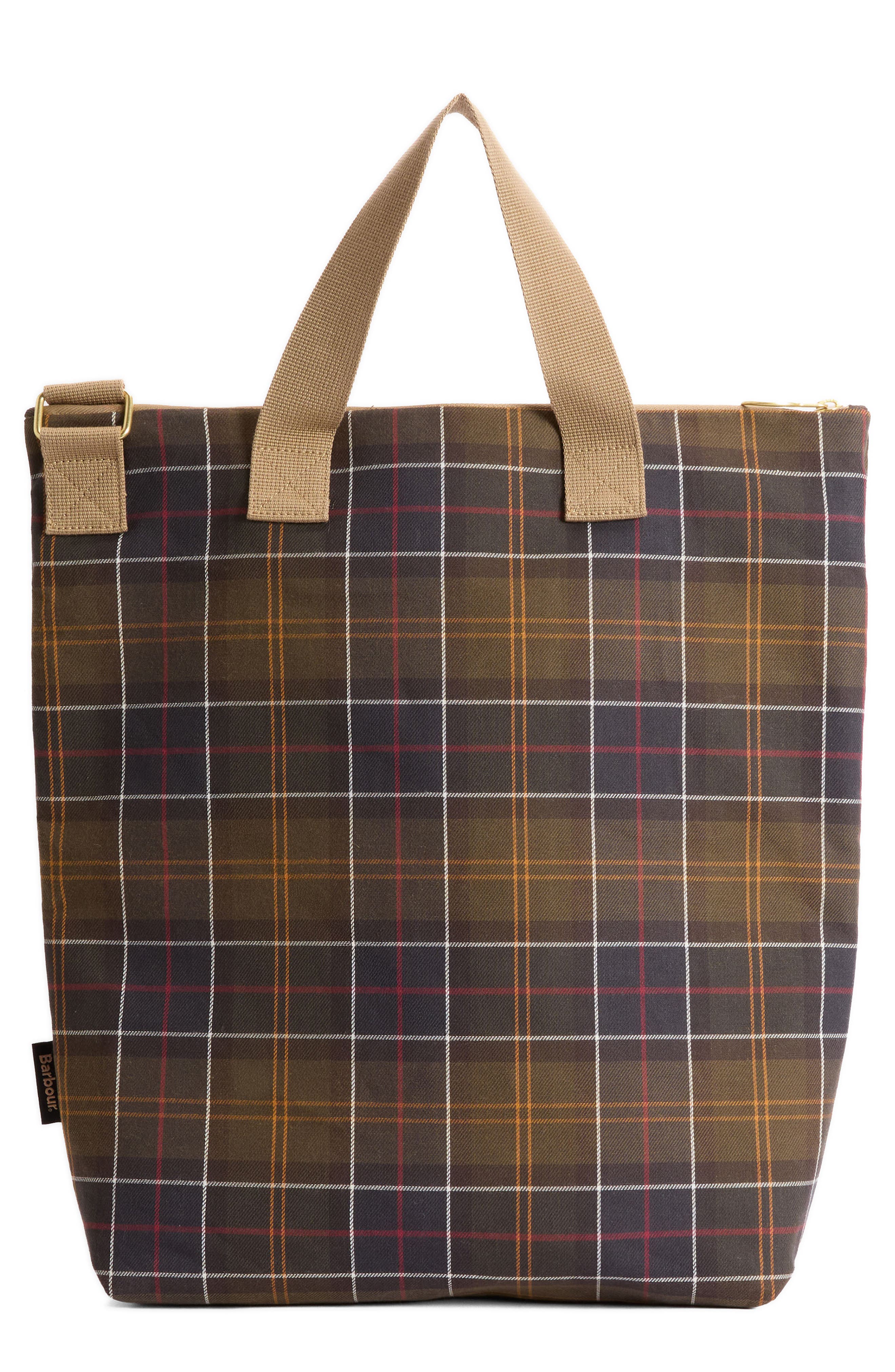 Barbour Transport Tartan Plaid Canvas Tote, Main, color, Classic Tartan