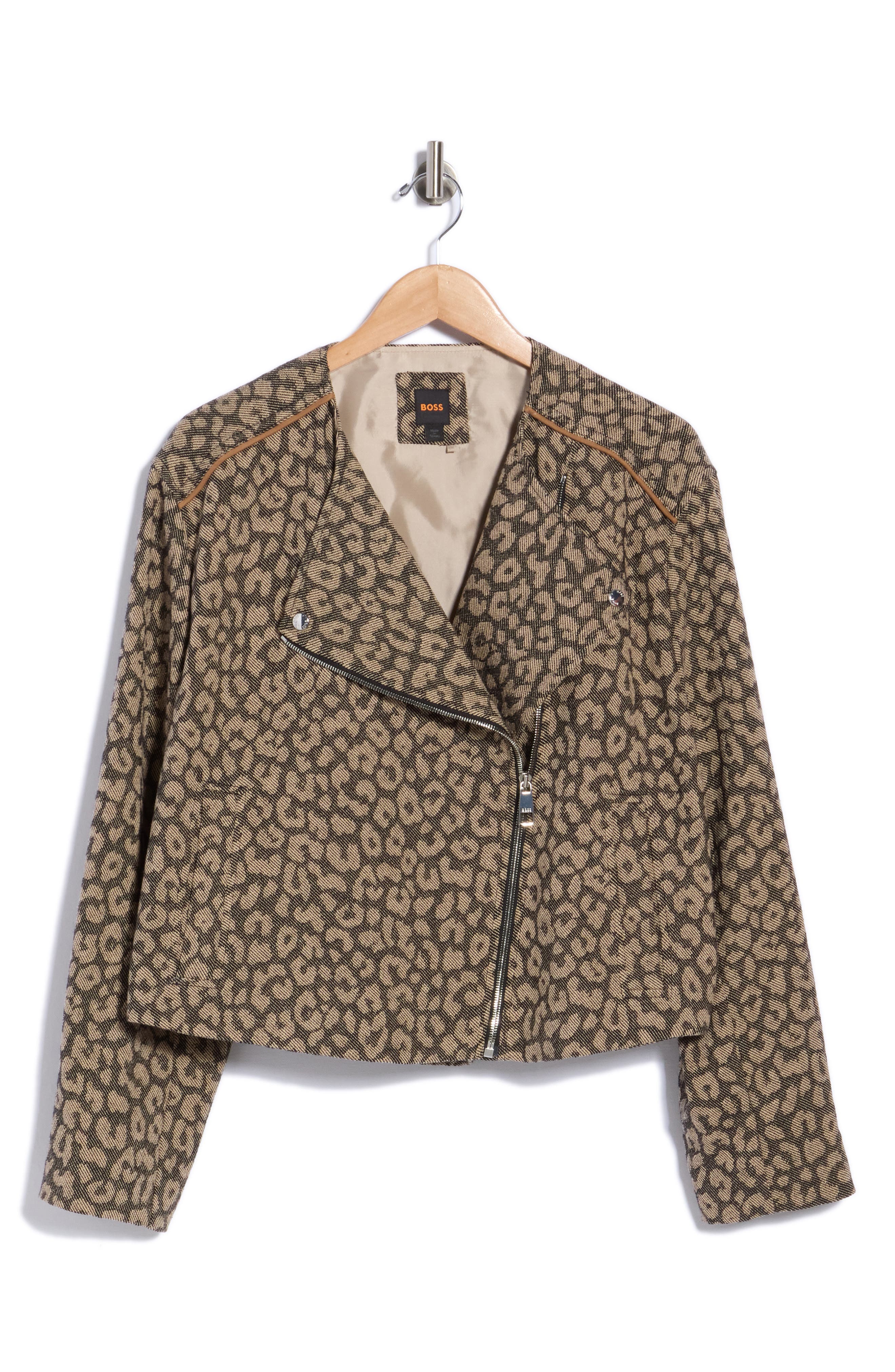 Leopard Patterned Moto Jacket