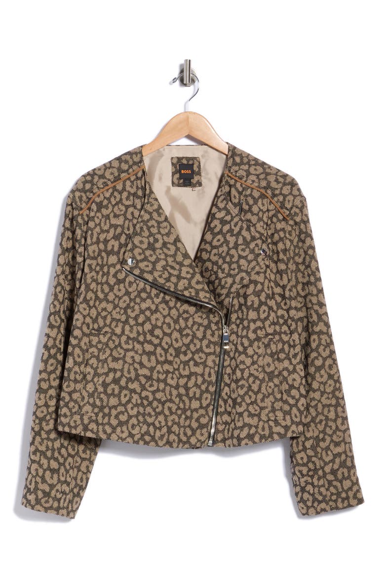 Leopard Patterned Moto Jacket, Main, color, OPEN MISCELLANEOUS
